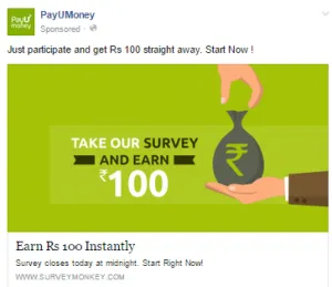  payumoney Rs 100 survey