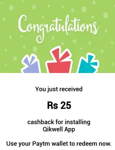 qikwell Rs 25 free paytm cash
