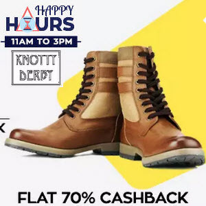Paytm Happy Hour Sale Knotty Derby flat 70 cb