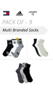 Paytm Jockey-Tommy Hilfigher-Adidas Multicolor Socks (Set Of 9)
