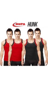 Paytm Rupa Hunk Black And Red Cotton Pack Of 4 Vest