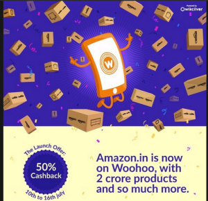 amazon 50% cashback woohoo offer