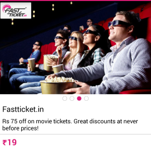 fastticket mydala Rs 75 off on rs 200 movie