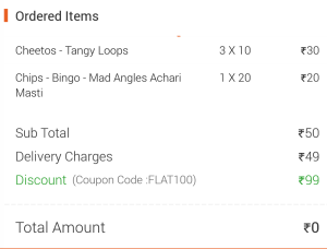 grofers FLAT100 Rs 51 products free