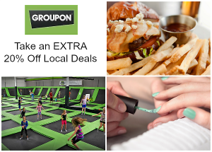 groupon 20 off on local deals + 20 cashback