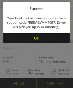 olacabs Rs 200 free ride