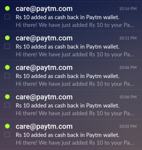 paytm Rs 10 cashback on Rs 10 recharge proof