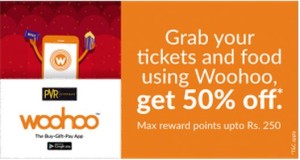 pvr cinemas woohoo 50% cashback movie tickets