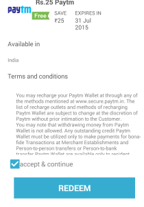 ringr app redeem for Rs 25 paytm cash
