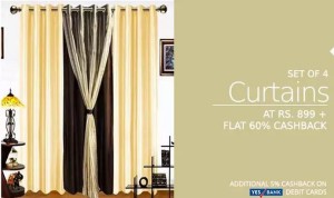 set of 4 door curtains at Rs 360 only paytm