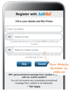 Just dial Refer & earn snapshot