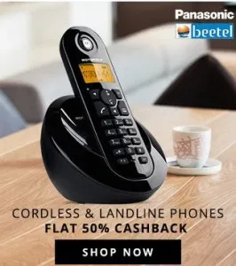 cordless and landline phones extra 50% cashback paytm
