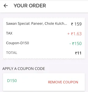 faasos Rs 150 discount on first food order