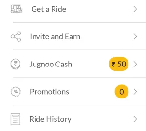jugnoo app invite and earn Rs 50 free