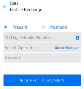 quikwallet 25% off on mobile recharges and bill payments