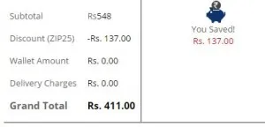 zip groceries 25% discount + 20% cashback
