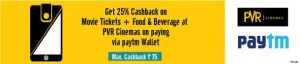PVR Cinemas 25 cb Paytm wallet
