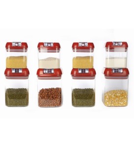 Pepperfry Cutting EDGE Flip Lock Premium Storage Canisters Combo Set Of 8