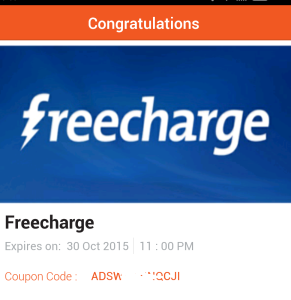 adstore Rs 20 free freecharge voucher