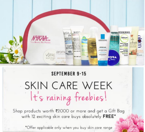 nykaa buy products worth Rs 2000 and get a skin care pouch free
