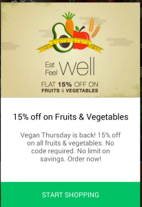 peppertap flat 15% discount on fruits and vegetables