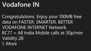 vodafone get 100 mb data free