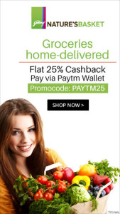 Get 25% Cashback on Nature basket by paying through PayTM wallet