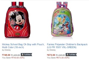 Amazon school bags 50 percent off