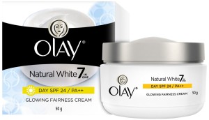Olay Natural White 7 In 1 Glowing Fairness Day Skin Cream SPF 24, 50gm Rs 160 only amazon