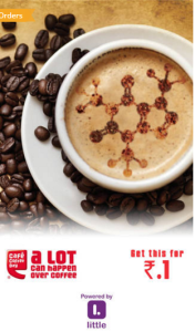  cafe coffee day regular cappuccino at Re 1