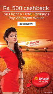 paytm spicejet Rs 500 cashback on Rs 4000 flights