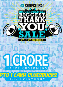 shopclues thank you sale free 50 cluebucks