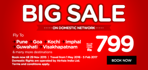 Air Asia book flights starting at Rs 799