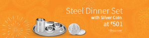Amazon Tosmy Exclusive Stainless Steel Dinner Set, 5-Pieces With Silver Coin