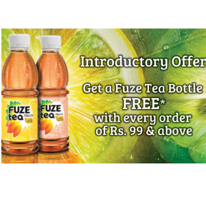 Coke2home Free Fuze tea bottle on orders above Rs 99