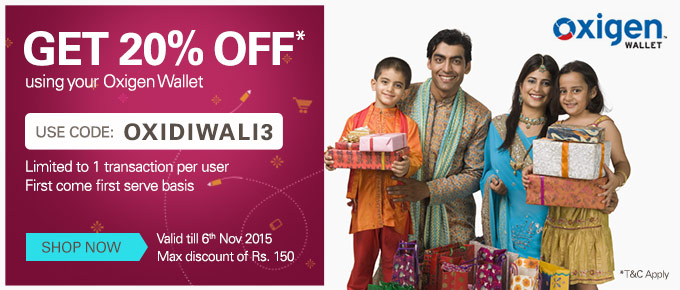 Get flat 20 percentoff on your purchase by paying through Oxigen Wallet