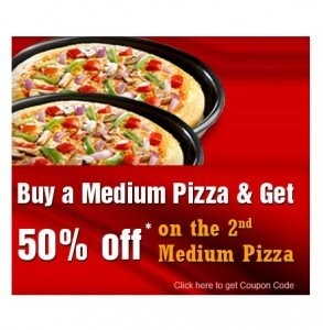 Pizza Hut Buy 1 medium pizza & get flat 50 off on second Pizza