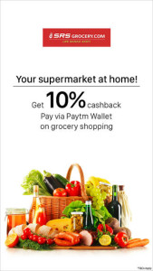 SRS Grocery Get 10 Cashback upto Rs.100 via Paytm