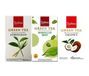 Typhoo Green Tea Combo-11 (Total 75 Tea Bags) Green Tea Lemon Grass 25T + Green Tea Moroccon Mint 25T + Green Tea Coconut 25T at Rs 312 only paytm