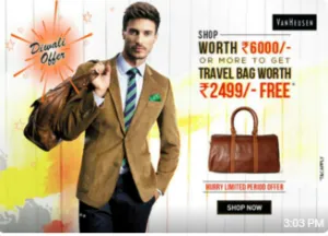 flipkart loot van heusen bag