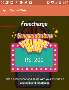freecharge spin and win Rs 100000
