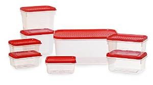 Amazon All Time Plastics Polka Container Set, Set of 8, Red