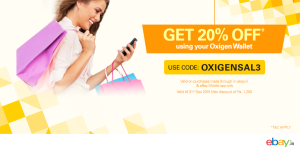 Ebay- Get flat 20 off on paying via Oxigen wallet