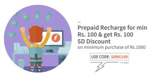 Freecharge- Get Rs 100 discount on Snapdeal on Prepaid recharge of Rs 100
