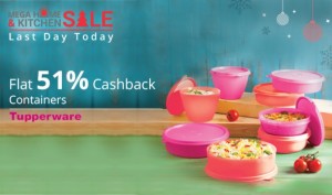 Paytm Get flat 51 cb on Tupperware conatiners