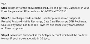 Snapdeal 10 cb on daily essentials