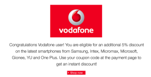 amazon vodafone 5% discount on phones