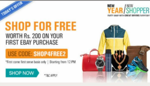 ebay get Rs 200 off free shopping