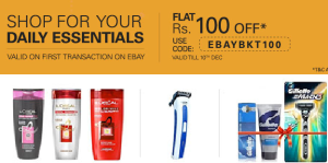 ebay monthly basket shop daily essentials flat Rs 100 off