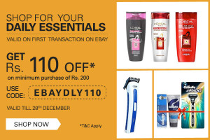 ebay monthly basket shop daily essentials flat Rs 110 off